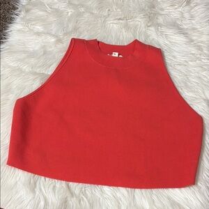 Open Edit Coral Sleeveless Cropped Sweater Size XL